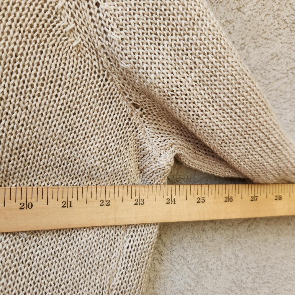 CHICO'S Women's Cardigan Beige Extra Large Linen Loose Knit Minimalist - Picture 7 of 8